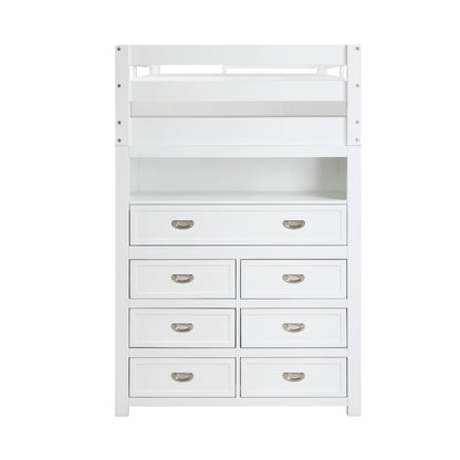 B2024WHLTF-1* (6) Twin/Full Loft Bunk Bed with Chest and Hidden Desk - B2024WHLTF-1*