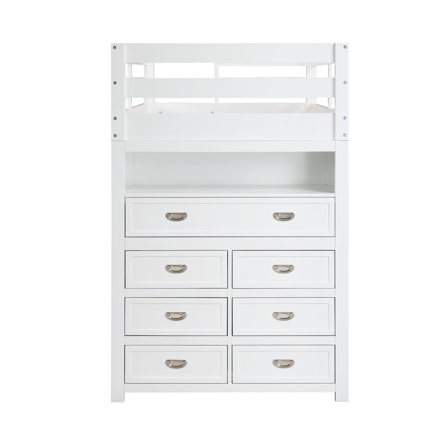 B2024WHLTF-1* (6) Twin/Full Loft Bunk Bed with Chest and Hidden Desk - B2024WHLTF-1*
