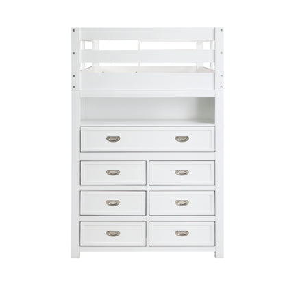 B2024WHLTF-1* (6) Twin/Full Loft Bunk Bed with Chest and Hidden Desk - B2024WHLTF-1*