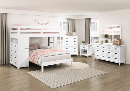 B2024WHLTF-1* (6) Twin/Full Loft Bunk Bed with Chest and Hidden Desk - B2024WHLTF-1*