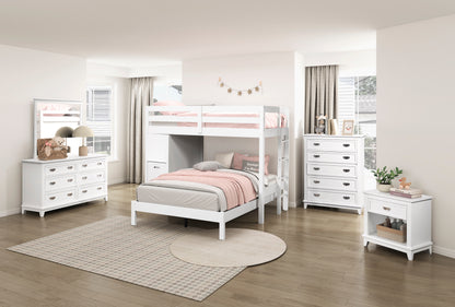 B2024WHLTF-1* (6) Twin/Full Loft Bunk Bed with Chest and Hidden Desk - B2024WHLTF-1*