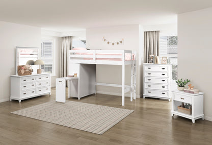 B2024WHLTF-1* (6) Twin/Full Loft Bunk Bed with Chest and Hidden Desk - B2024WHLTF-1*