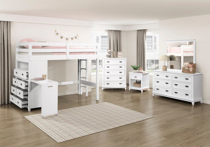 B2024WHLTF-1* (6) Twin/Full Loft Bunk Bed with Chest and Hidden Desk - B2024WHLTF-1*