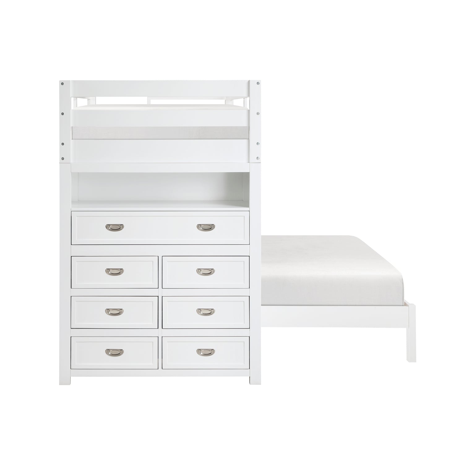 B2024WHLTF-1* (6) Twin/Full Loft Bunk Bed with Chest and Hidden Desk - B2024WHLTF-1*