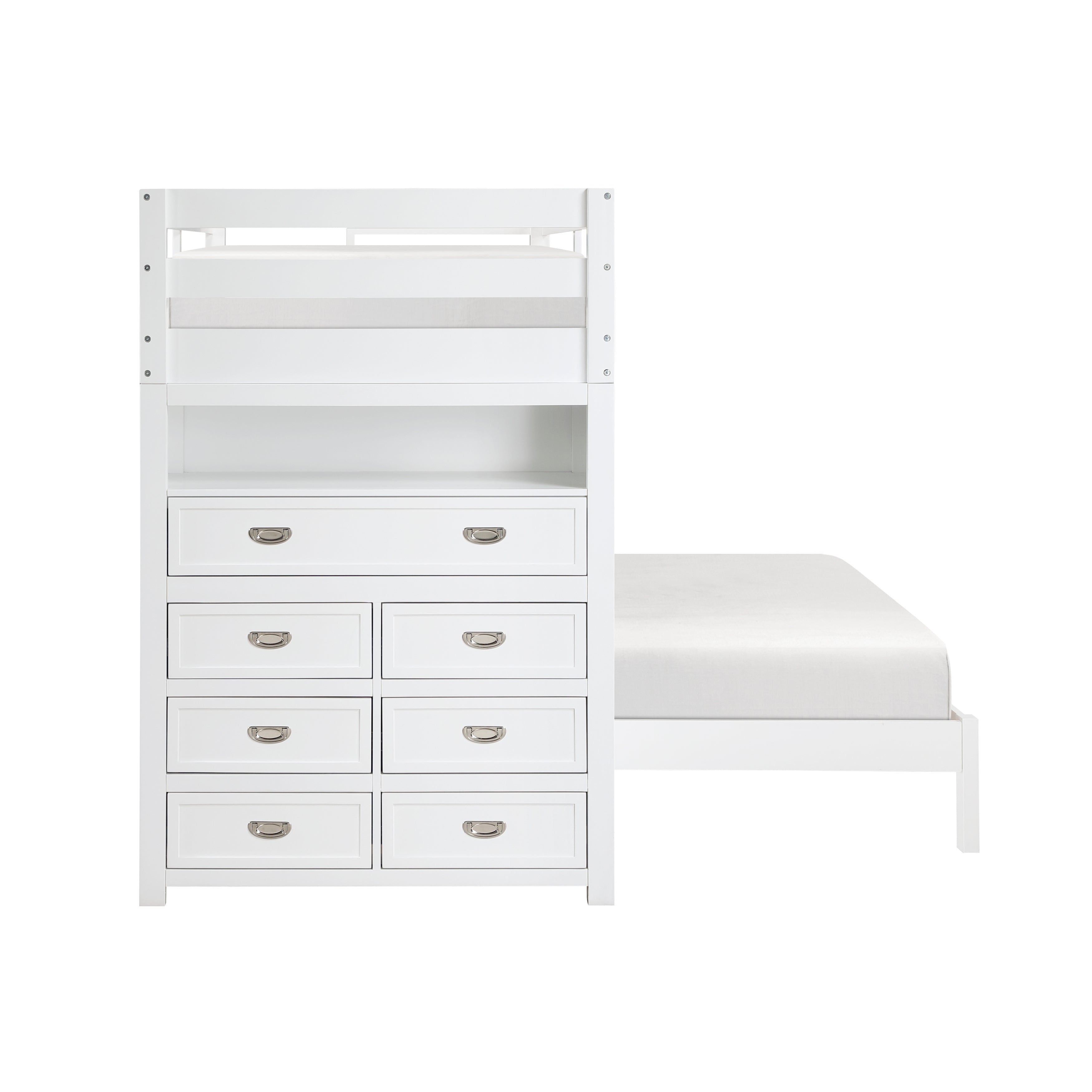 B2024WHLTF-1* (6) Twin/Full Loft Bunk Bed with Chest and Hidden Desk - B2024WHLTF-1*