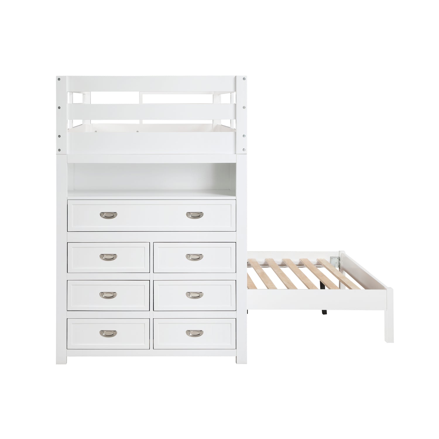 B2024WHLTF-1* (6) Twin/Full Loft Bunk Bed with Chest and Hidden Desk - B2024WHLTF-1*