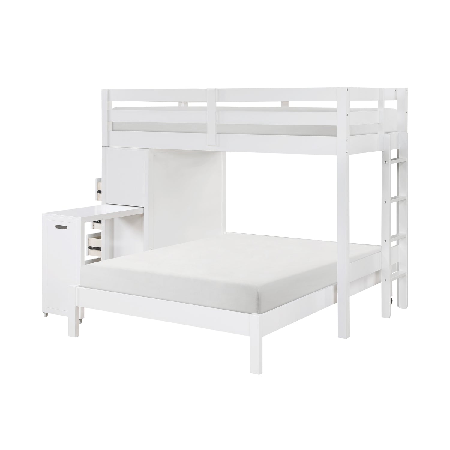 B2024WHLTF-1* (6) Twin/Full Loft Bunk Bed with Chest and Hidden Desk - B2024WHLTF-1*