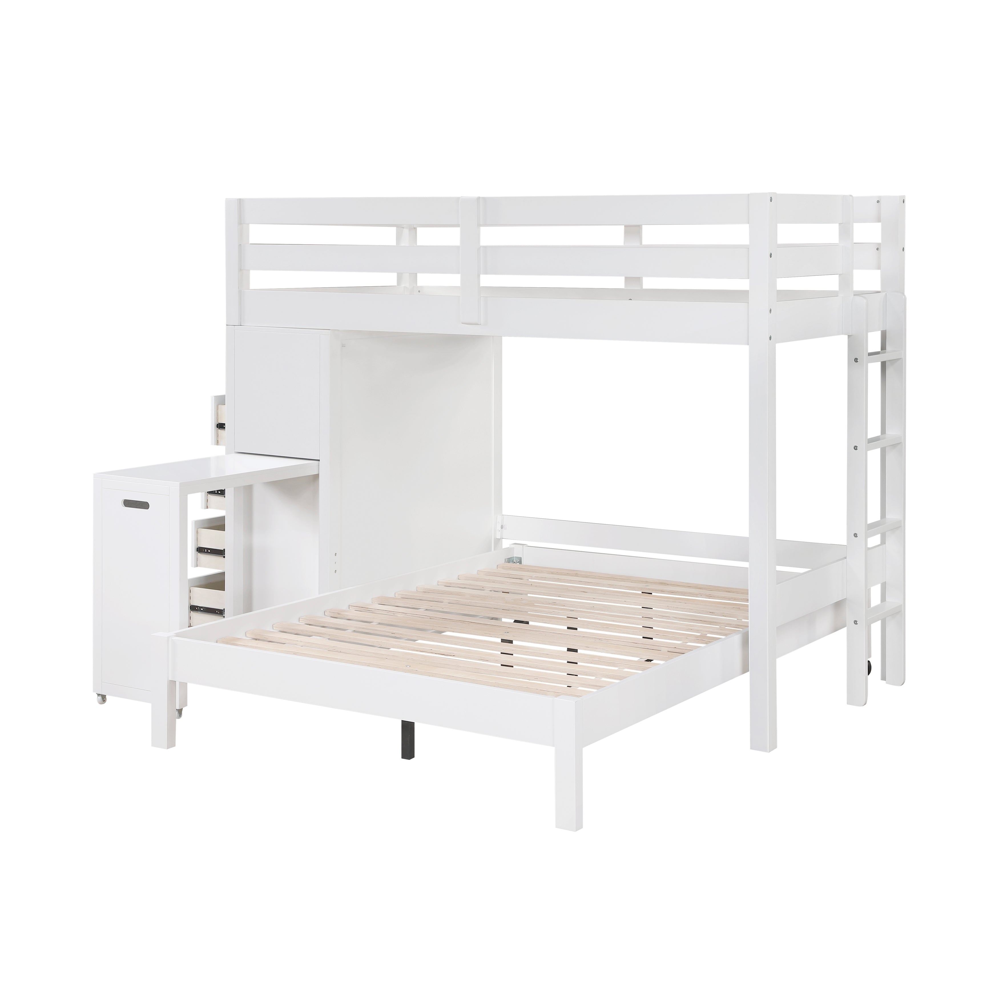 B2024WHLTF-1* (6) Twin/Full Loft Bunk Bed with Chest and Hidden Desk - B2024WHLTF-1*
