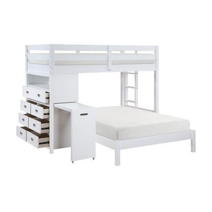 B2024WHLTF-1* (6) Twin/Full Loft Bunk Bed with Chest and Hidden Desk - B2024WHLTF-1*