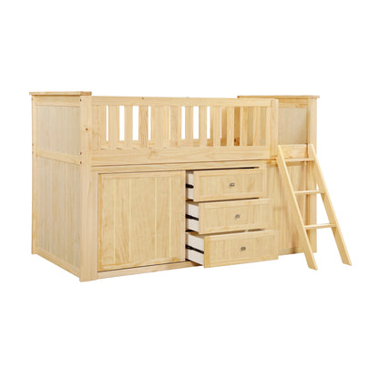 B2043LL-1*BC2DR (6) Low Loft Bunk with Bookcase and 2 Dressers - B2043LL-1*BC2DR