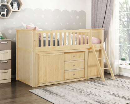 B2043LL-1*BC2DR (6) Low Loft Bunk with Bookcase and 2 Dressers - B2043LL-1*BC2DR