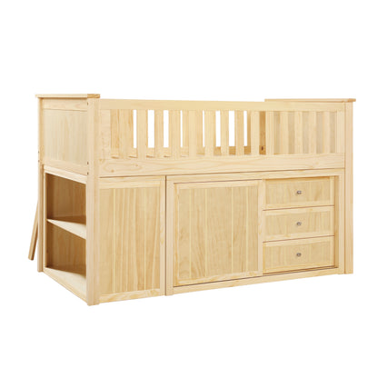 B2043LL-1*BC2DR (6) Low Loft Bunk with Bookcase and 2 Dressers - B2043LL-1*BC2DR