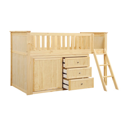 B2043LL-1*DR (4) Low Loft Bunk with Dresser - B2043LL-1*DR