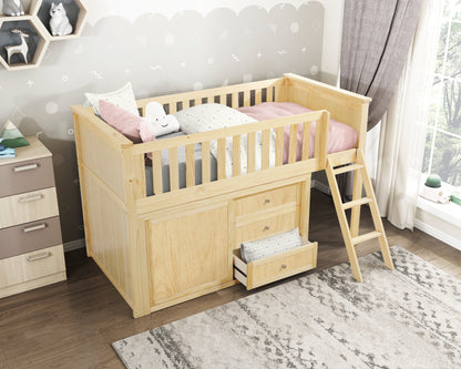 B2043LL-1*DR (4) Low Loft Bunk with Dresser - B2043LL-1*DR