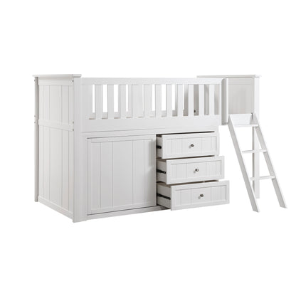 B2053LLW-1*BCDR (5) Low Loft Bunk with Bookcase and Dresser - B2053LLW-1*BCDR