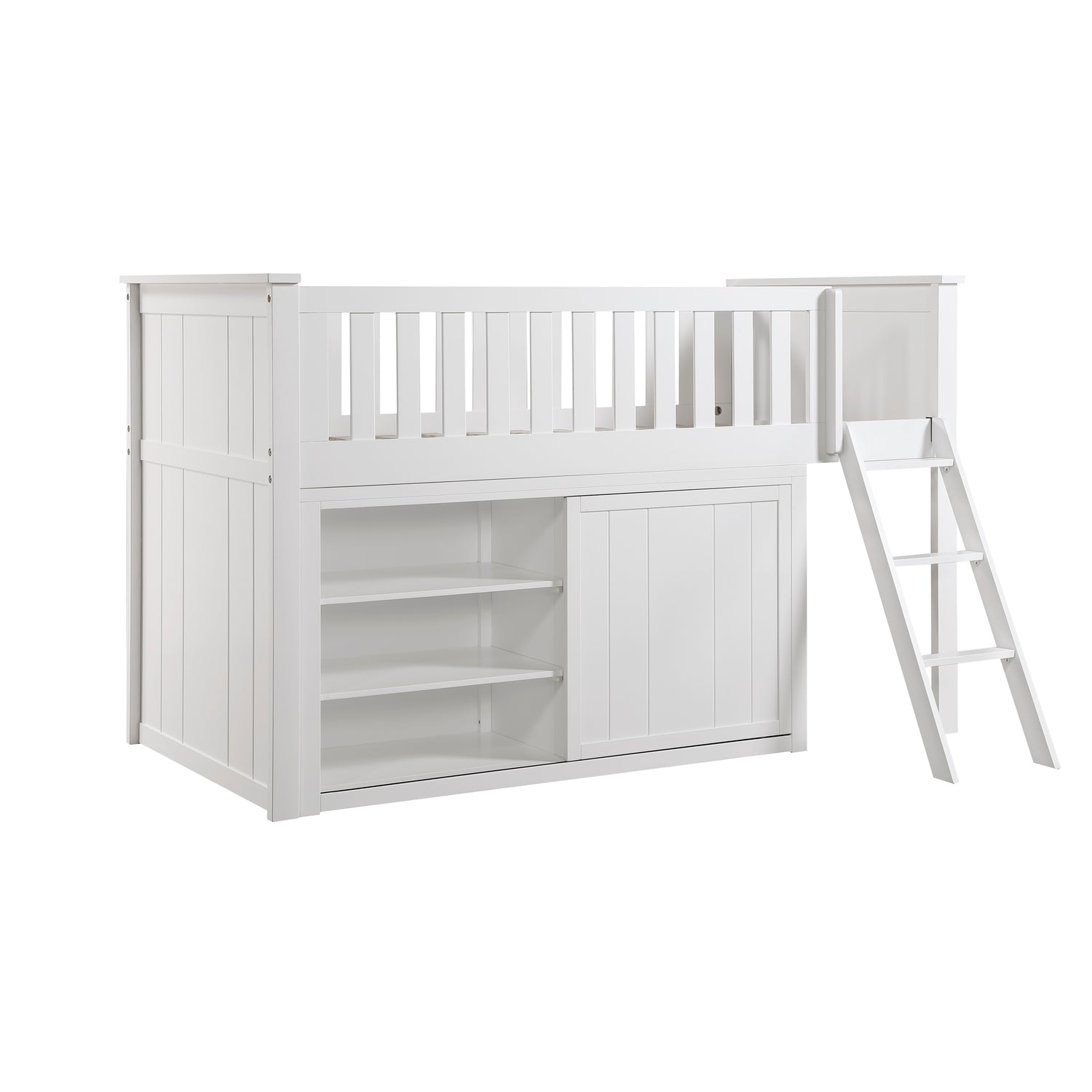 B2053LLW-1*BCDR (5) Low Loft Bunk with Bookcase and Dresser - B2053LLW-1*BCDR
