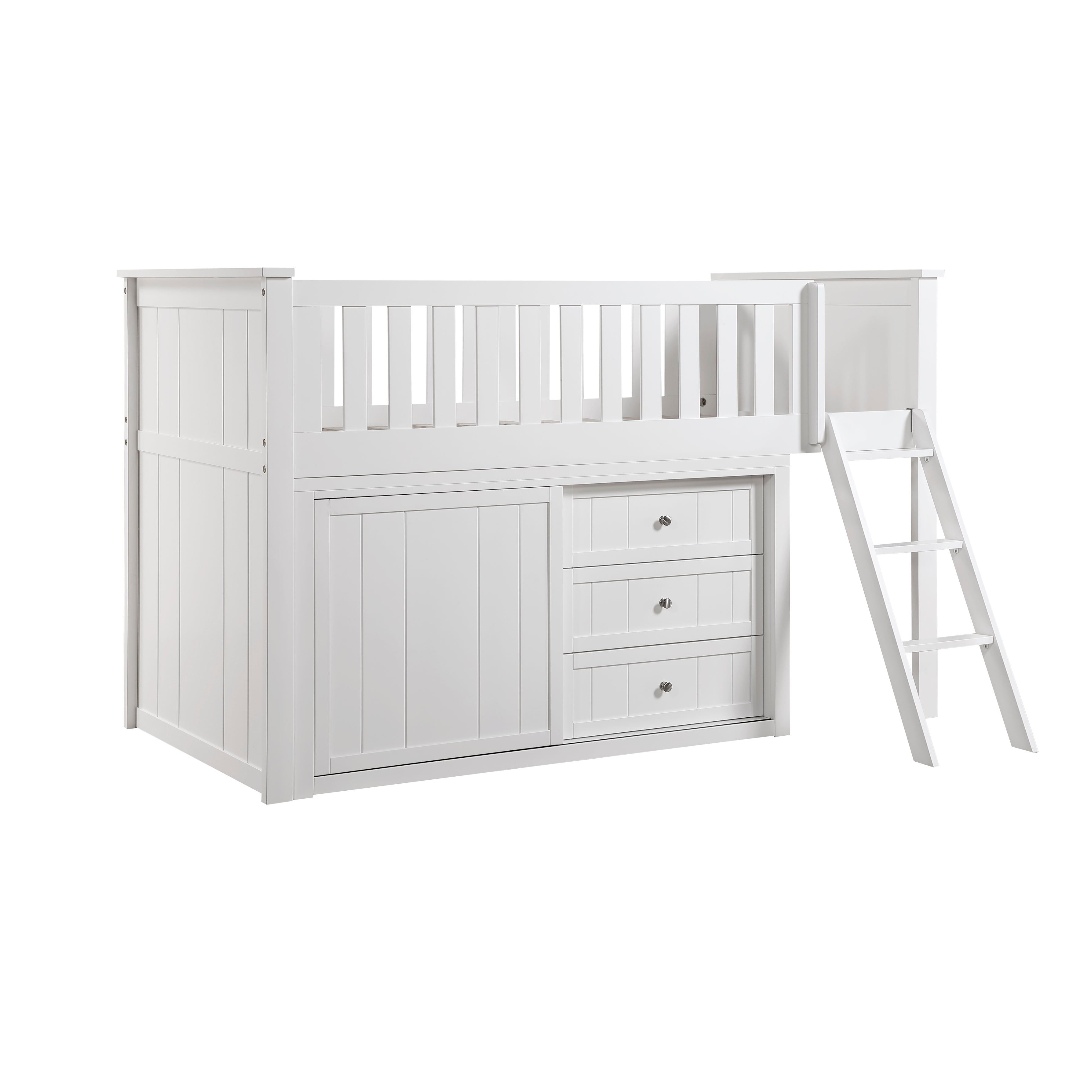 B2053LLW-1*BCDR (5) Low Loft Bunk with Bookcase and Dresser - B2053LLW-1*BCDR