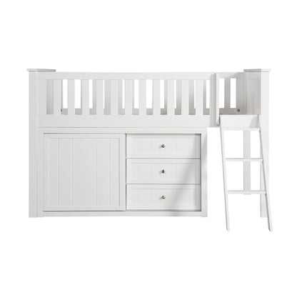 B2053LLW-1*BCDR (5) Low Loft Bunk with Bookcase and Dresser - B2053LLW-1*BCDR