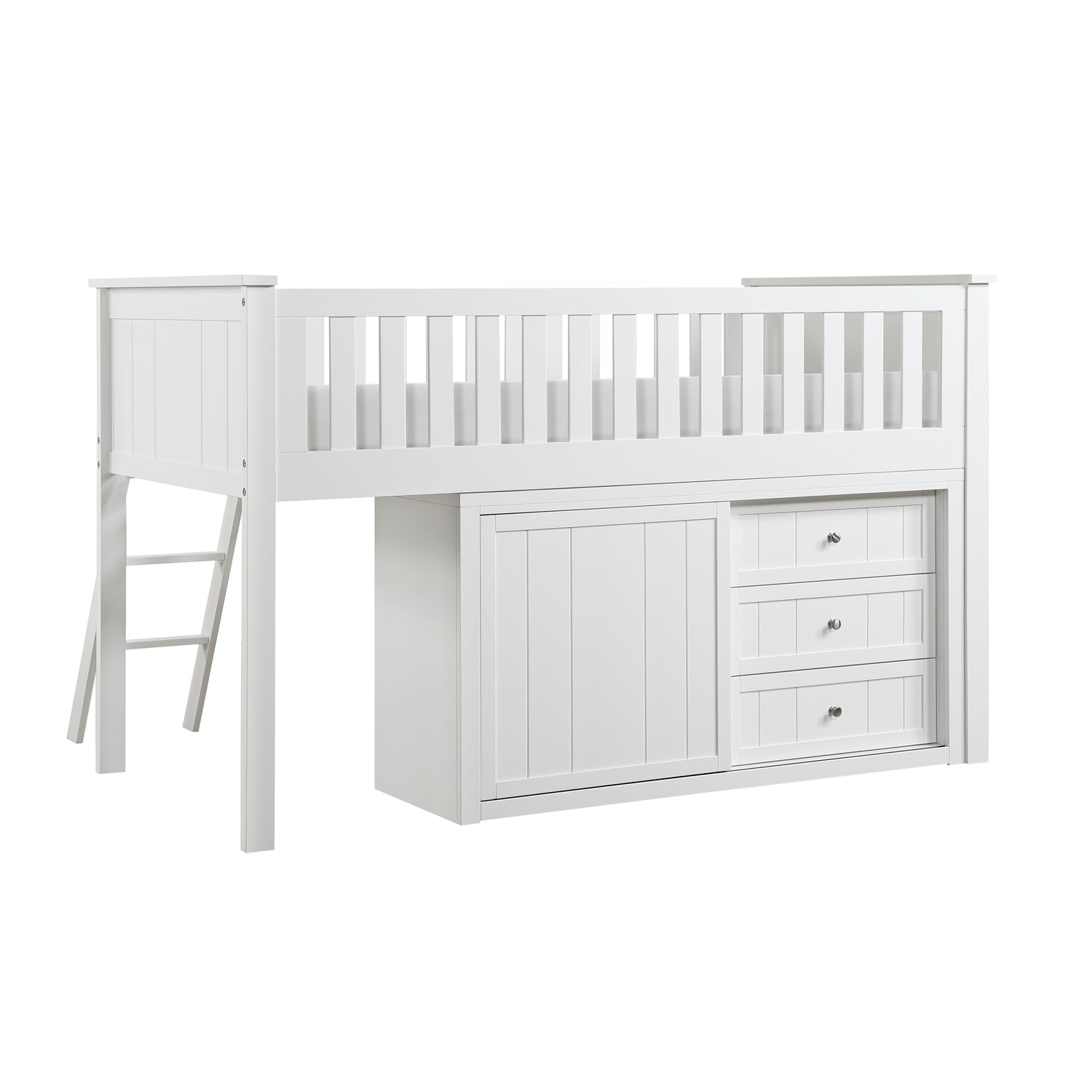 B2053LLW-1*BCDR (5) Low Loft Bunk with Bookcase and Dresser - B2053LLW-1*BCDR