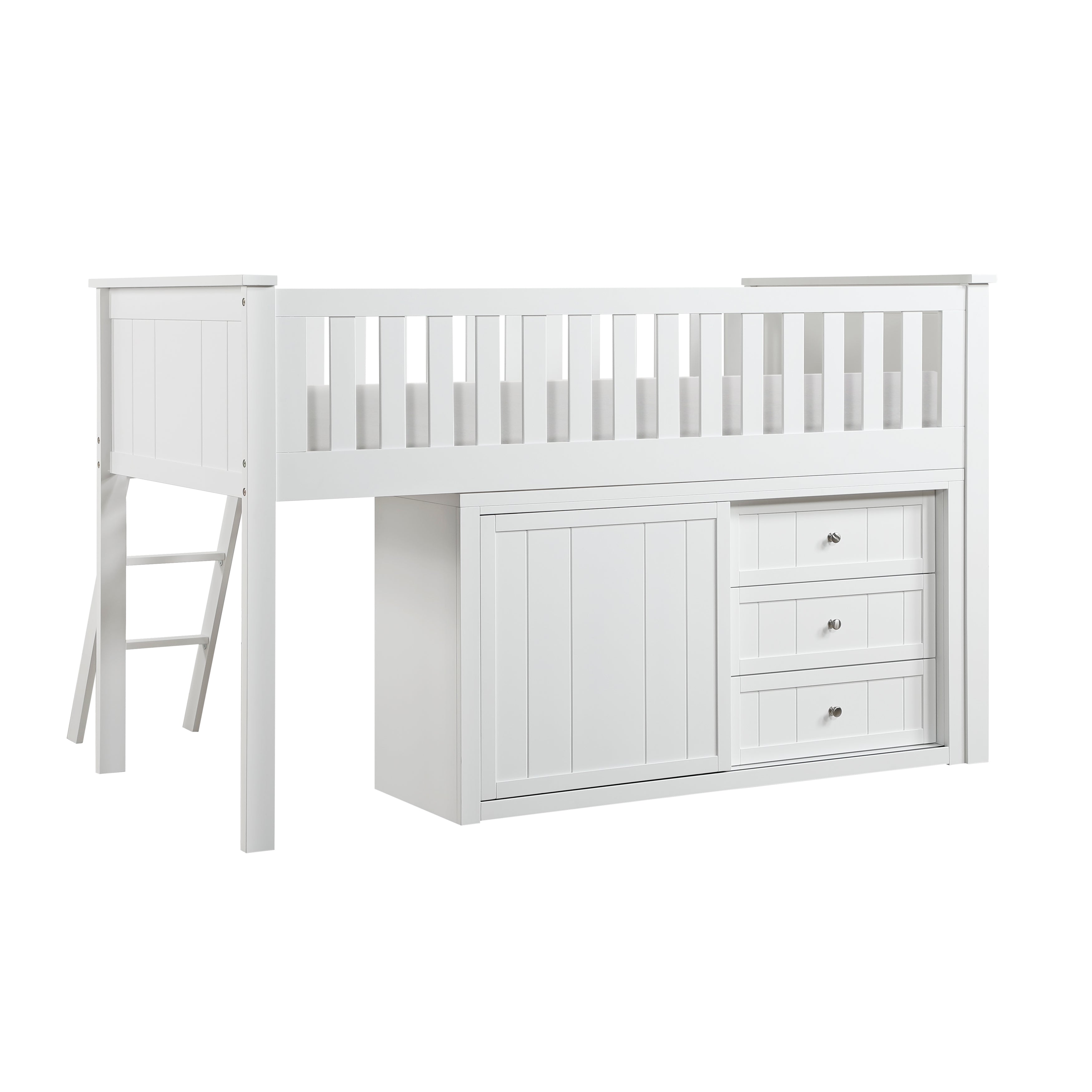 B2053LLW-1*BCDR (5) Low Loft Bunk with Bookcase and Dresser - B2053LLW-1*BCDR