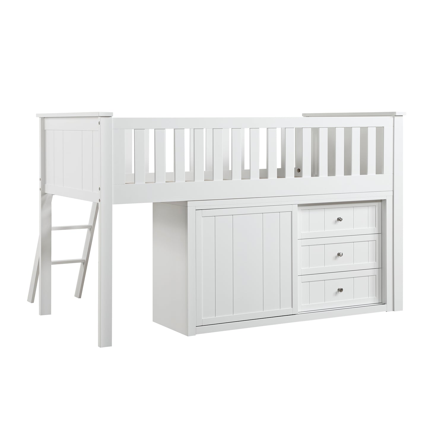 B2053LLW-1*BCDR (5) Low Loft Bunk with Bookcase and Dresser - B2053LLW-1*BCDR