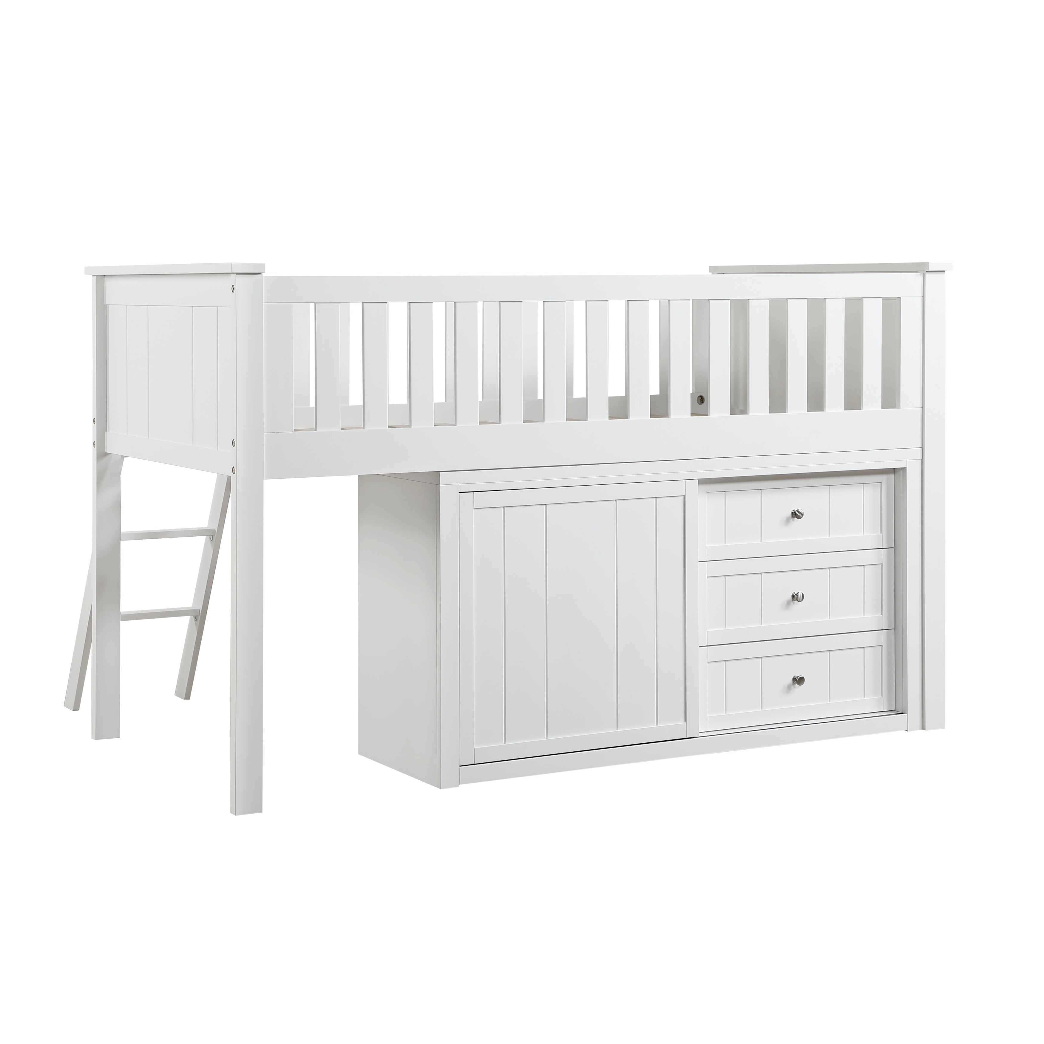 B2053LLW-1*BCDR (5) Low Loft Bunk with Bookcase and Dresser - B2053LLW-1*BCDR