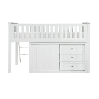 B2053LLW-1*BCDR (5) Low Loft Bunk with Bookcase and Dresser - B2053LLW-1*BCDR
