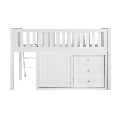 B2053LLW-1*BCDR (5) Low Loft Bunk with Bookcase and Dresser - B2053LLW-1*BCDR