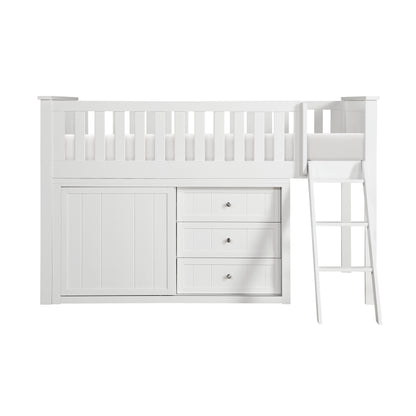 B2053LLW-1*DR (4) Low Loft Bunk with Dresser - B2053LLW-1*DR