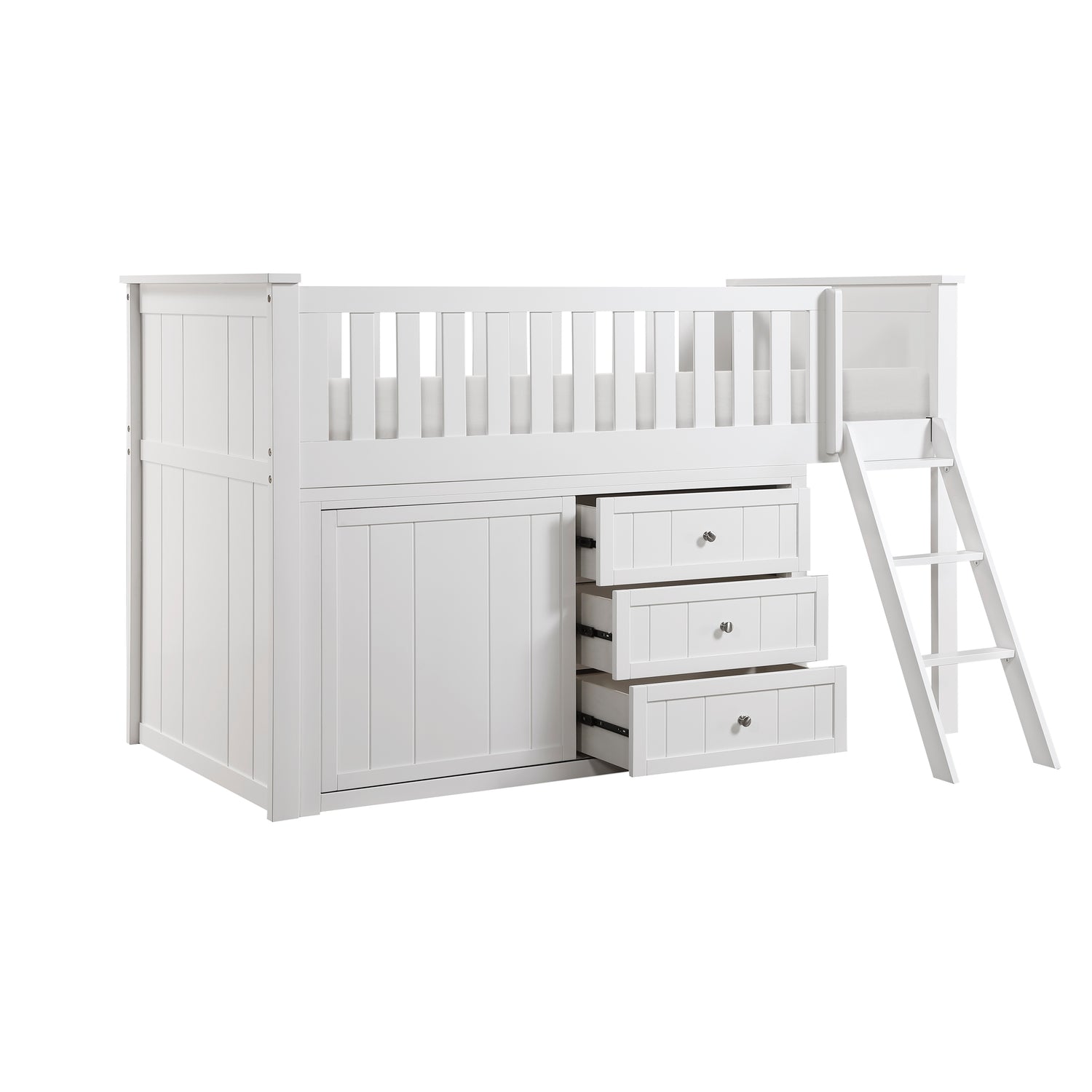 B2053LLW-1*DR (4) Low Loft Bunk with Dresser - B2053LLW-1*DR