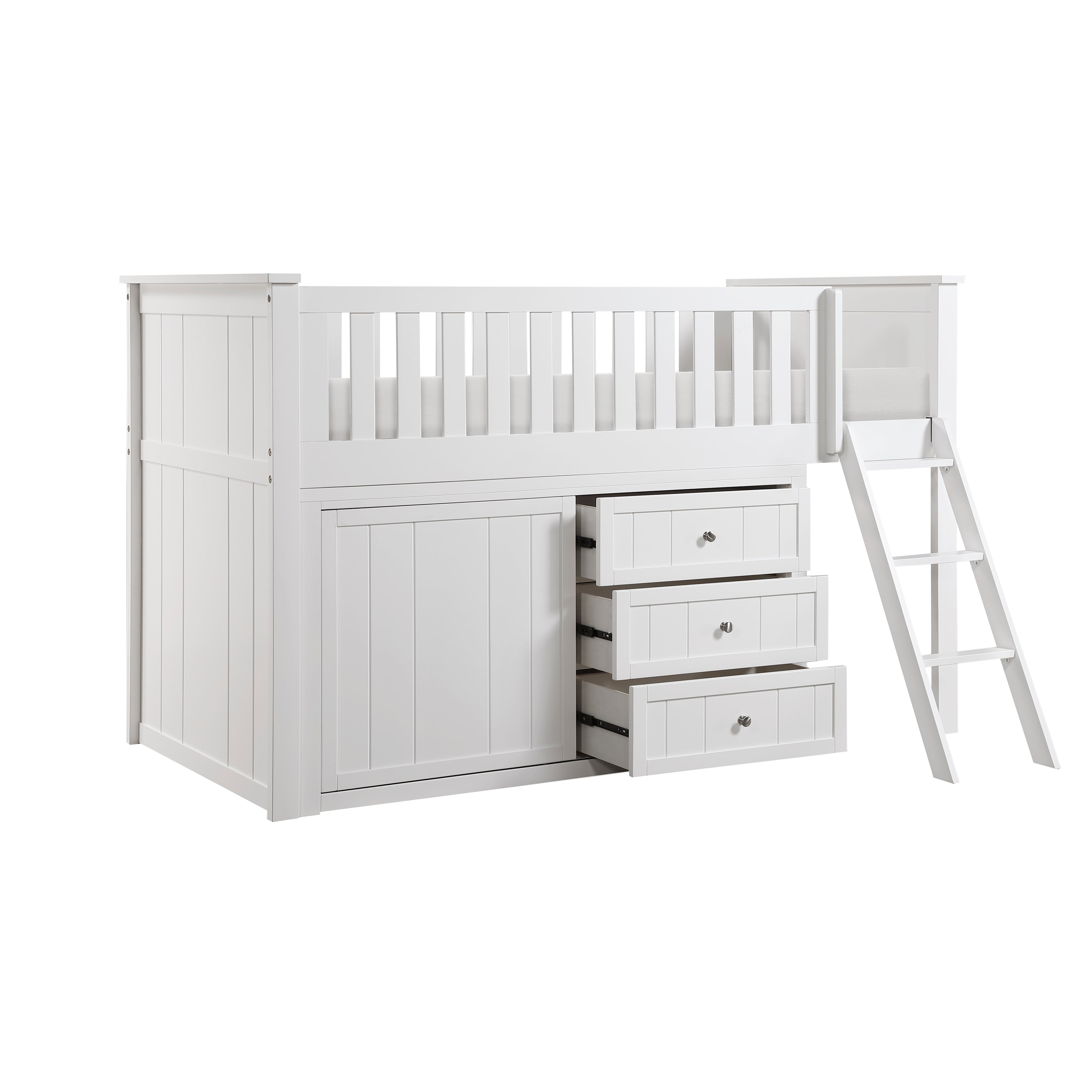 B2053LLW-1*DR (4) Low Loft Bunk with Dresser - B2053LLW-1*DR