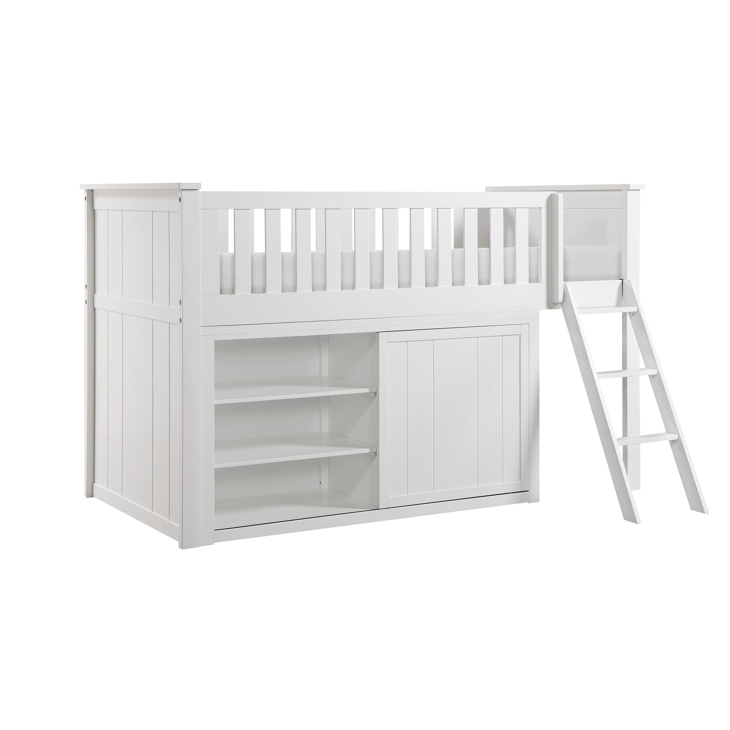 B2053LLW-1*DR (4) Low Loft Bunk with Dresser - B2053LLW-1*DR