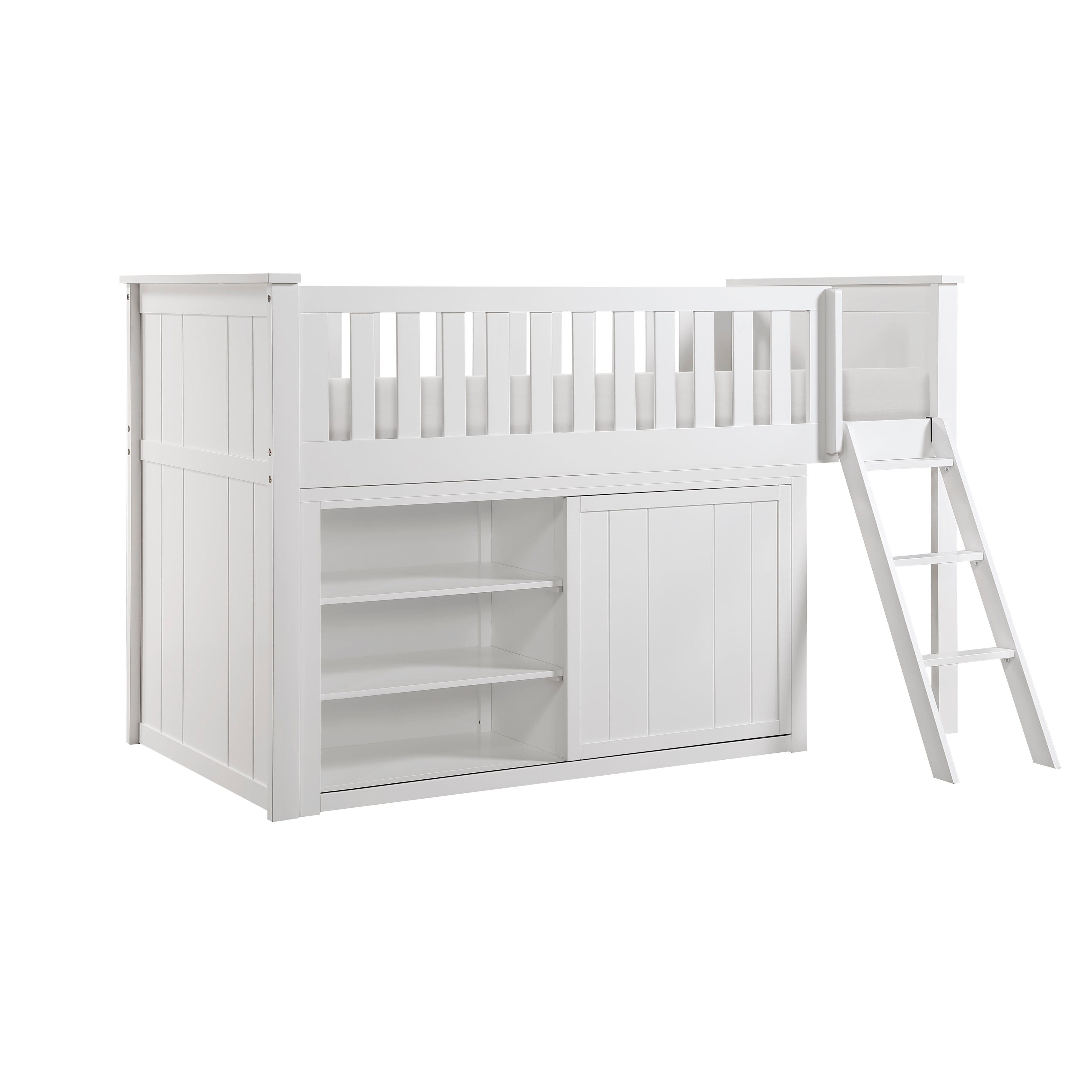 B2053LLW-1*DR (4) Low Loft Bunk with Dresser - B2053LLW-1*DR