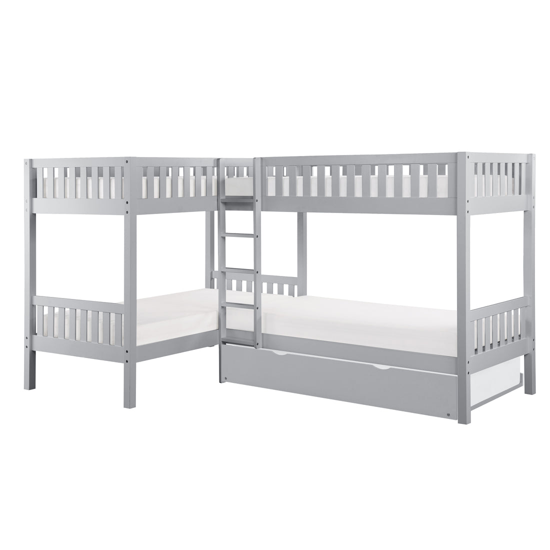B2063CN-1R* (4) Corner Bunk Bed with Twin Trundle - B2063CN-1R*