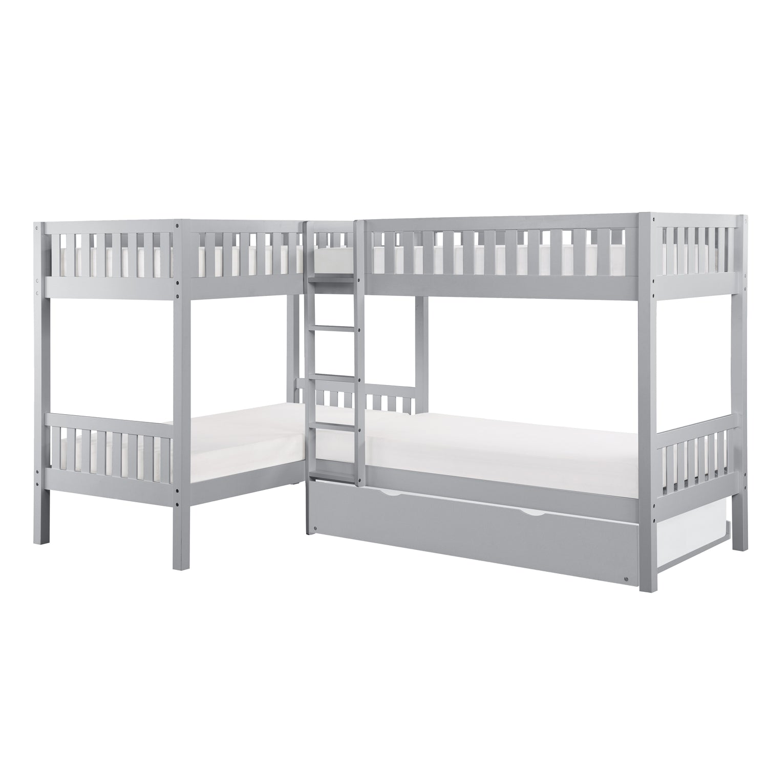 B2063CN-1R* (4) Corner Bunk Bed with Twin Trundle - B2063CN-1R*