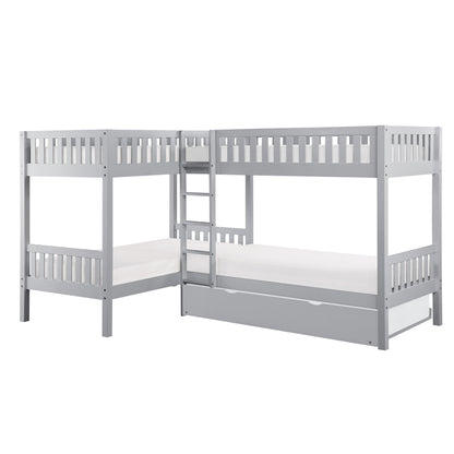 B2063CN-1R* (4) Corner Bunk Bed with Twin Trundle - B2063CN-1R*