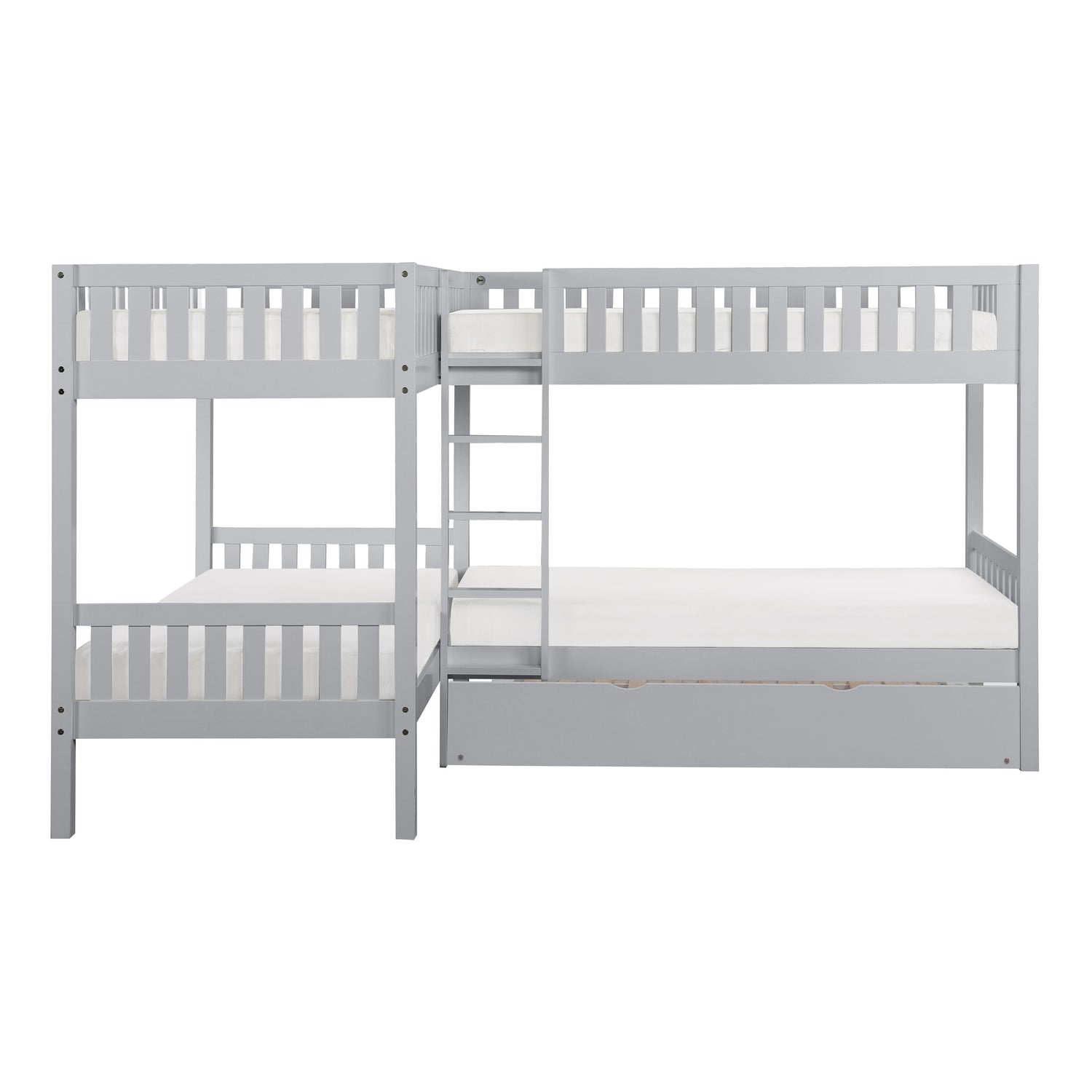 B2063CN-1R* (4) Corner Bunk Bed with Twin Trundle - B2063CN-1R*