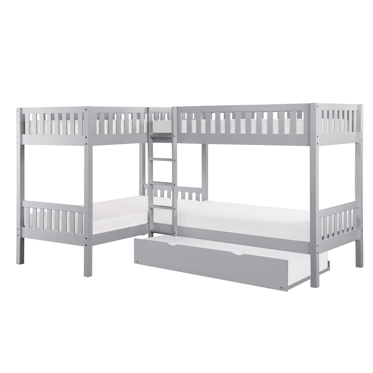 B2063CN-1R* (4) Corner Bunk Bed with Twin Trundle - B2063CN-1R*