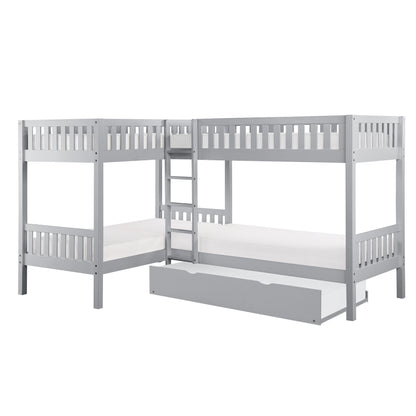 B2063CN-1R* (4) Corner Bunk Bed with Twin Trundle - B2063CN-1R*