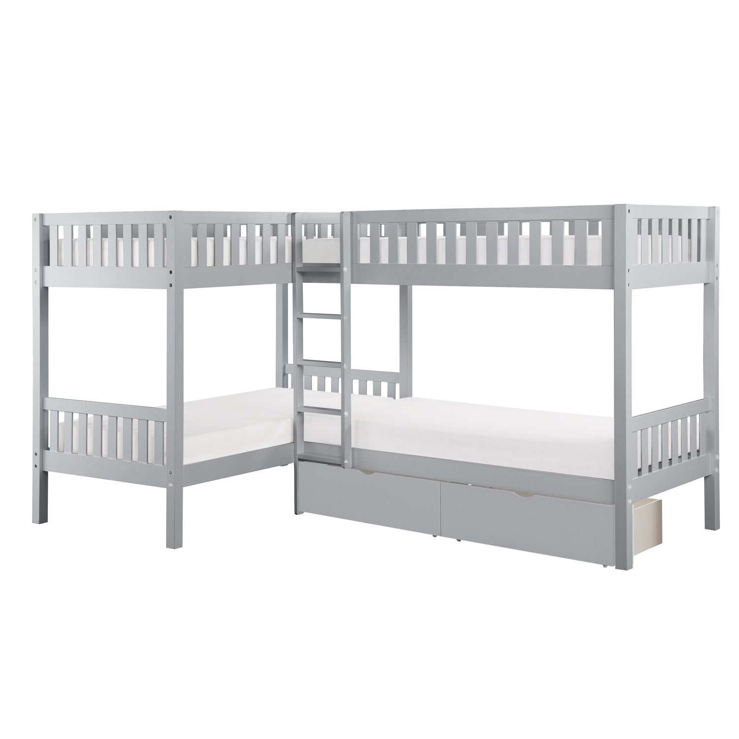B2063CN-1T* (4) Corner Bunk Bed with Storage Boxes - B2063CN-1T*