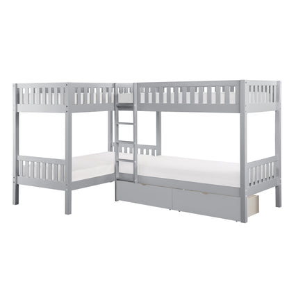 B2063CN-1T* (4) Corner Bunk Bed with Storage Boxes - B2063CN-1T*