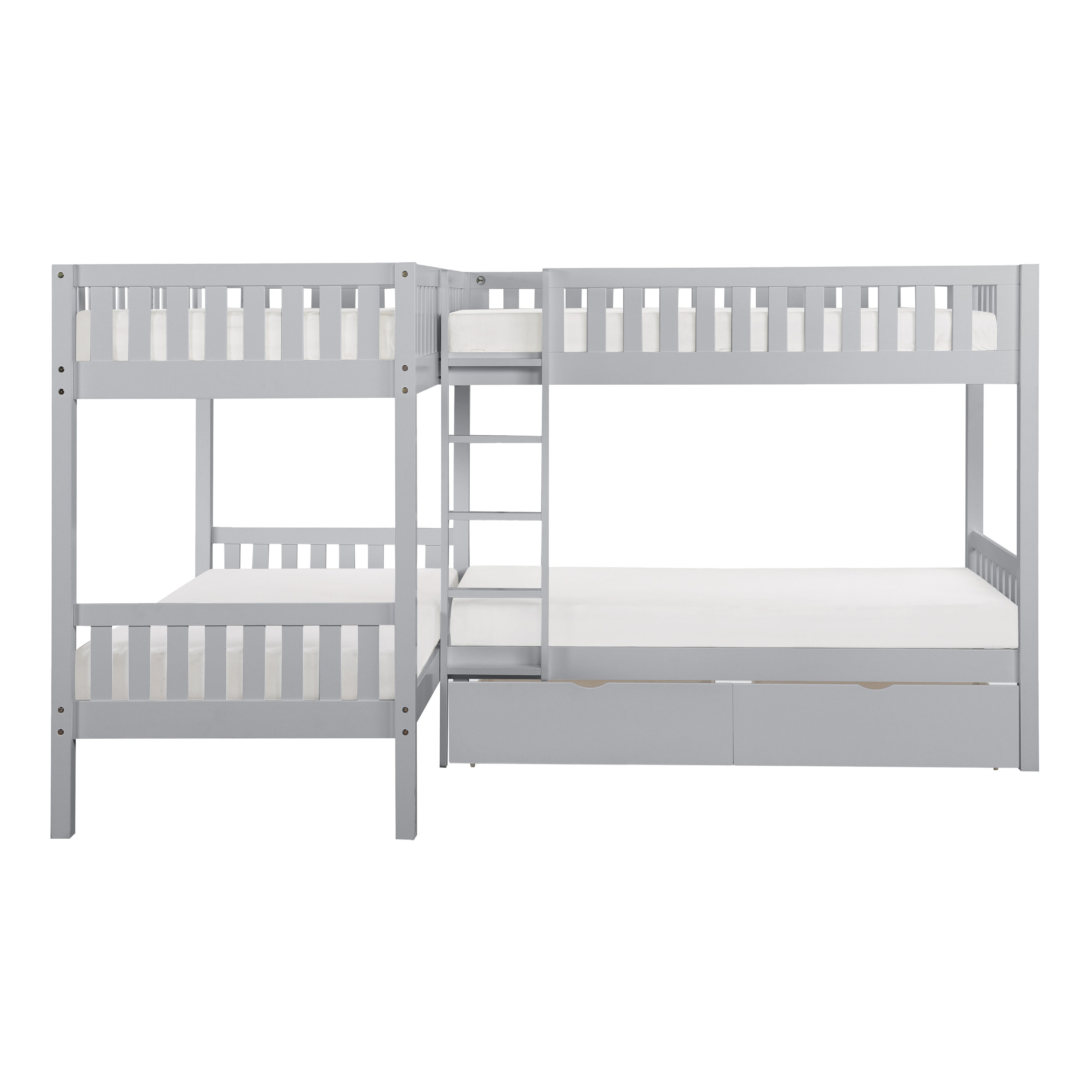 B2063CN-1T* (4) Corner Bunk Bed with Storage Boxes - B2063CN-1T*
