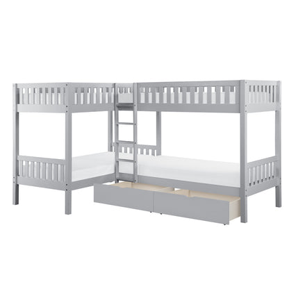 B2063CN-1T* (4) Corner Bunk Bed with Storage Boxes - B2063CN-1T*