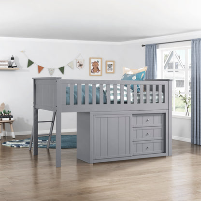 B2063LL-1*BCDR (5) Low Loft Bunk with Bookcase and Dresser - B2063LL-1*BCDR