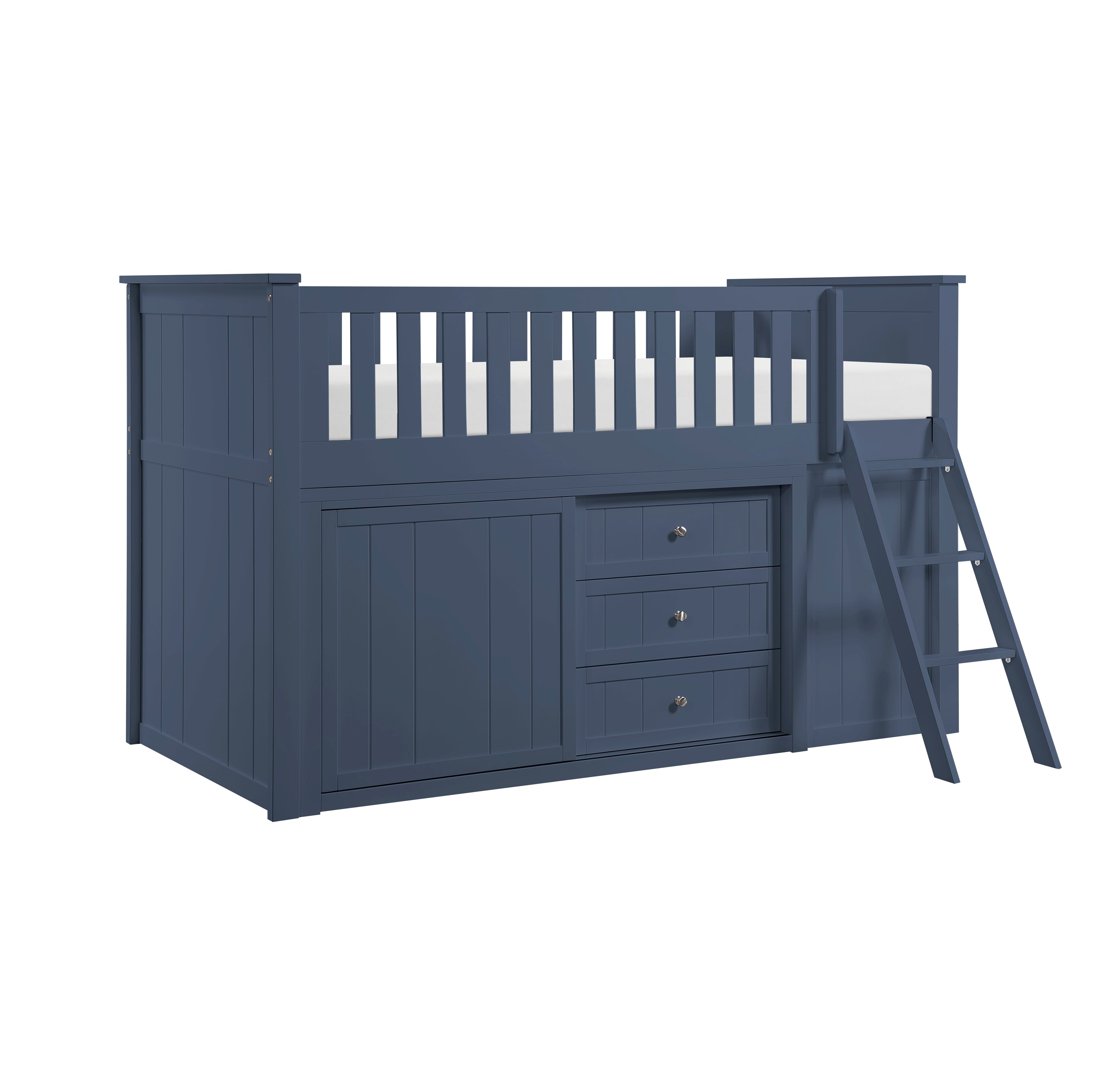 B2083BULL-1*BC2DR (6) Low Loft Bunk with Bookcase and 2 Dressers - B2083BULL-1*BC2DR