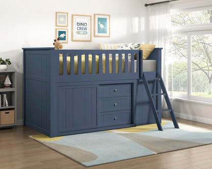 B2083BULL-1*BC2DR (6) Low Loft Bunk with Bookcase and 2 Dressers - B2083BULL-1*BC2DR