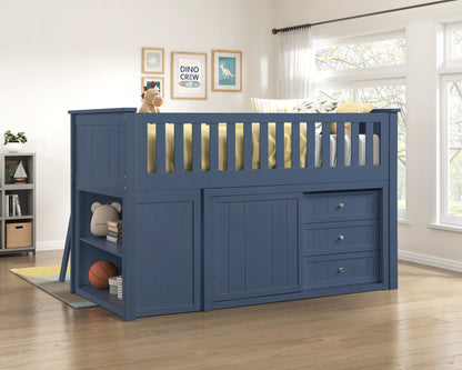 B2083BULL-1*BC2DR (6) Low Loft Bunk with Bookcase and 2 Dressers - B2083BULL-1*BC2DR
