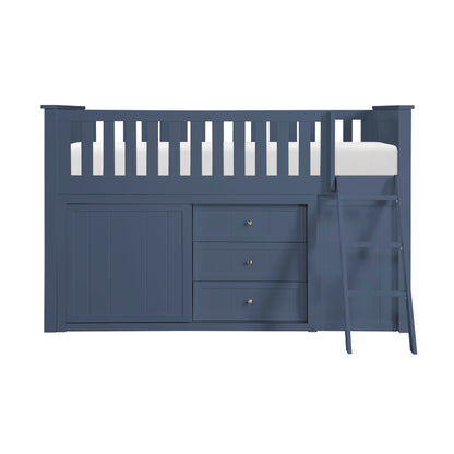 B2083BULL-1*BC2DR (6) Low Loft Bunk with Bookcase and 2 Dressers - B2083BULL-1*BC2DR