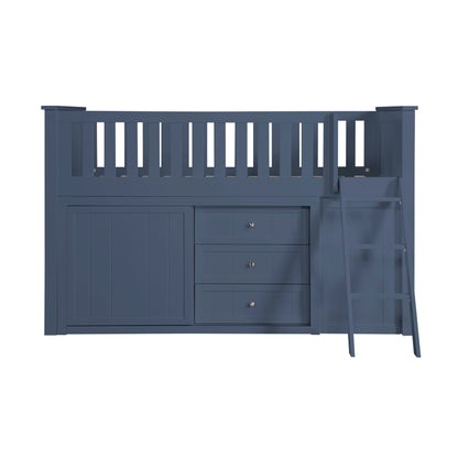 B2083BULL-1*BC2DR (6) Low Loft Bunk with Bookcase and 2 Dressers - B2083BULL-1*BC2DR