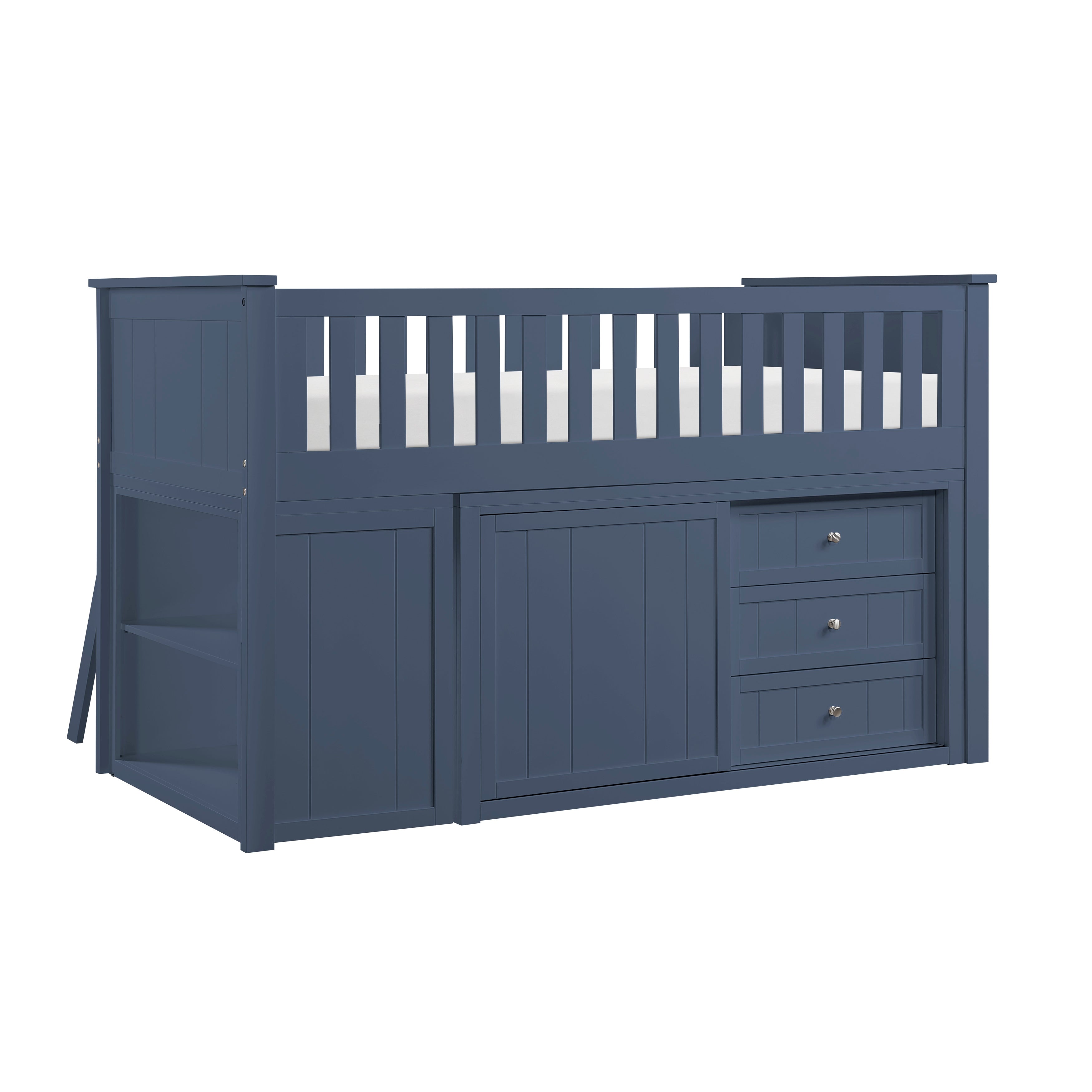 B2083BULL-1*BC2DR (6) Low Loft Bunk with Bookcase and 2 Dressers - B2083BULL-1*BC2DR